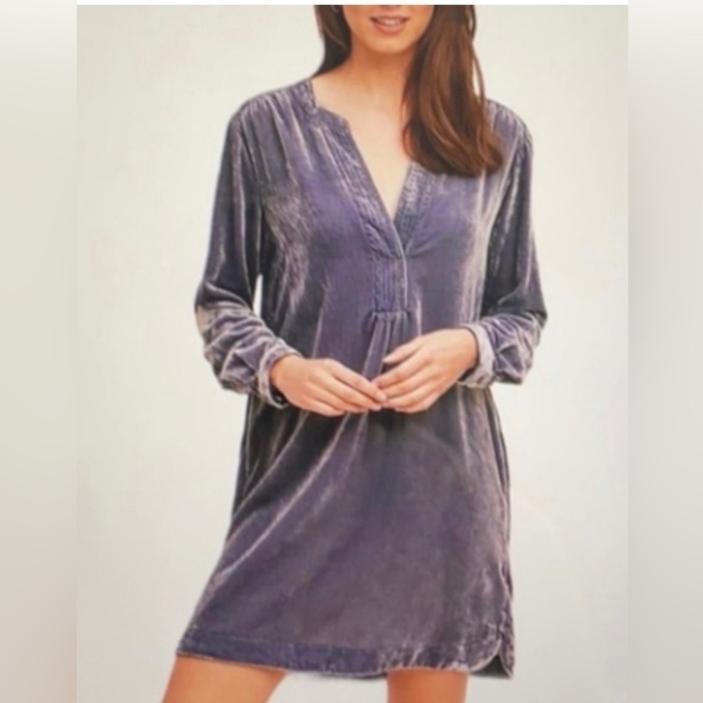 Anthropologie Slate Blue‎ Melody Velvet Tunic Dress